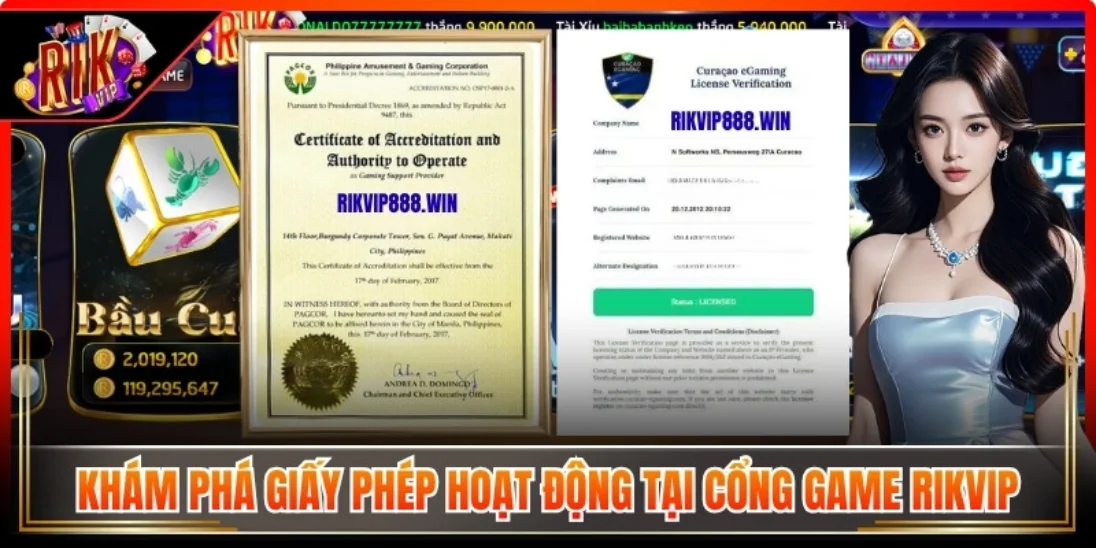 Khám phá giấy phép hoạt động tại cổng game Rikvip